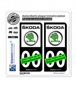Škoda | Autocollant plaque immatriculation (Fond Noir)