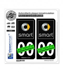 Smart | Autocollant plaque immatriculation (Fond Noir)