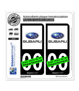 Subaru | Autocollant plaque immatriculation (Fond Noir)