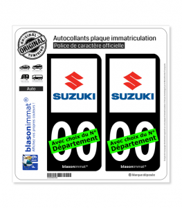 Suzuki | Autocollant plaque immatriculation (Fond Noir)