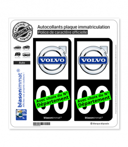 Volvo | Autocollant plaque immatriculation (Fond Noir)