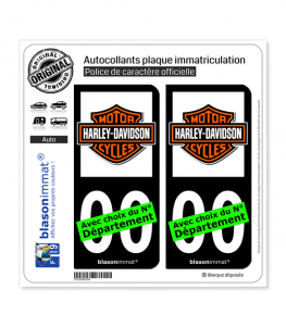 Harley-Davidson - Blason | Autocollant plaque immatriculation (Fond Noir)