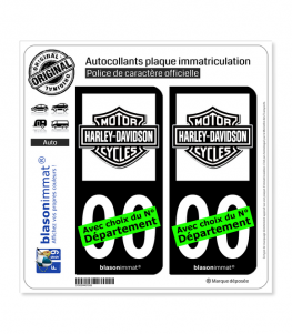 Harley-Davidson - Blason II | Autocollant plaque immatriculation (Fond Noir)