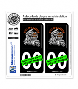 Harley-Davidson - Sons of Anarchy | Autocollant plaque immatriculation (Fond Noir)