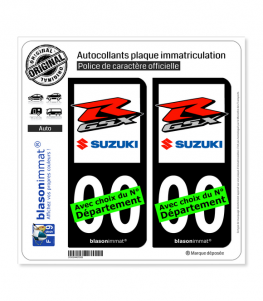 Suzuki - GSXR | Autocollant plaque immatriculation (Fond Noir)