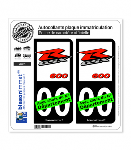 Suzuki - GSXR 600 | Autocollant plaque immatriculation (Fond Noir)