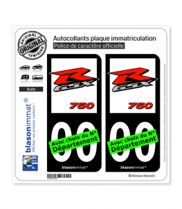 Suzuki - GSXR 750 | Autocollant plaque immatriculation (Fond Noir)
