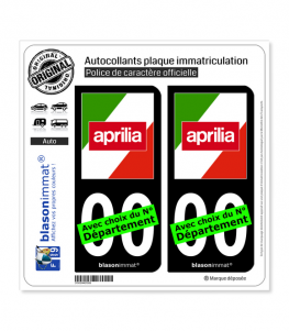 Aprilia - Italia | Autocollant plaque immatriculation (Fond Noir)