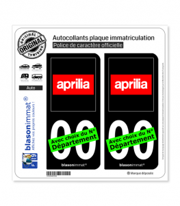 Aprilia | Autocollant plaque immatriculation (Fond Noir)