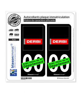 Derbi | Autocollant plaque immatriculation (Fond Noir)