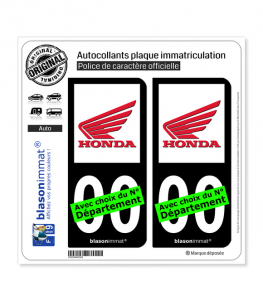 Honda - Moto II | Autocollant plaque immatriculation (Fond Noir)