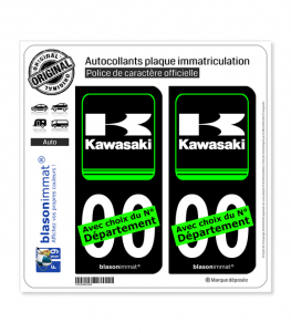 Kawasaki - Motors | Autocollant plaque immatriculation (Fond Noir)