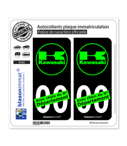 Kawasaki - Motors II | Autocollant plaque immatriculation (Fond Noir)