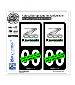 Kawasaki - Z1000 | Autocollant plaque immatriculation (Fond Noir)