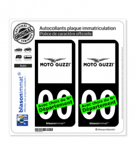 Moto Guzzi | Autocollant plaque immatriculation (Fond Noir)