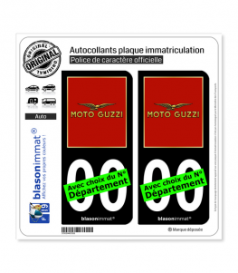 Moto Guzzi - Rouge | Autocollant plaque immatriculation (Fond Noir)