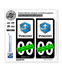 Piaggio - Macaron | Autocollant plaque immatriculation (Fond Noir)