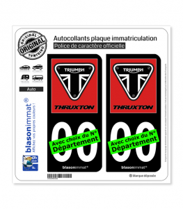 Triumph - Thruxton Red | Autocollant plaque immatriculation (Fond Noir)