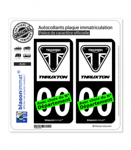Triumph - Thruxton White | Autocollant plaque immatriculation (Fond Noir)