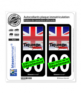 Triumph - Tiger | Autocollant plaque immatriculation (Fond Noir)