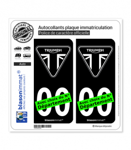 Triumph - Triangle | Autocollant plaque immatriculation (Fond Noir)