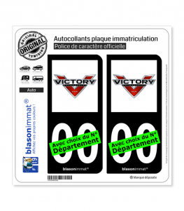 Victory | Autocollant plaque immatriculation (Fond Noir)