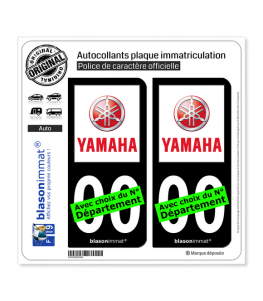 Yamaha | Autocollant plaque immatriculation (Fond Noir)