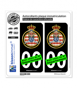 Automobile Club de Monaco - Blason | Autocollant plaque immatriculation (Fond Noir)