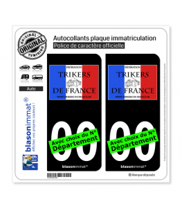 Fédération Trickers de France | Autocollant plaque immatriculation (Fond Noir)