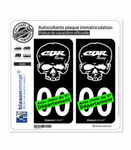 Honda - CBR Racing | Autocollant plaque immatriculation (Fond Noir)