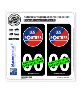 Les Routiers | Autocollant plaque immatriculation (Fond Noir)