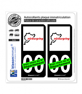 Nürburgring - Circuit | Autocollant plaque immatriculation (Fond Noir)