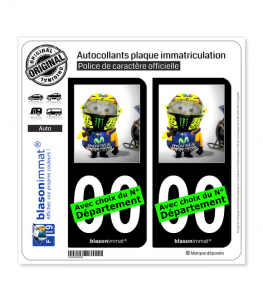 Valentino Rossi - Minion | Autocollant plaque immatriculation (Fond Noir)