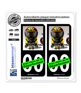 Valentino Rossi - Minion GP | Autocollant plaque immatriculation (Fond Noir)