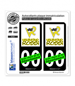 Valentino Rossi - VR46 | Autocollant plaque immatriculation (Fond Noir)