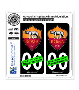 AS Roma - Football Club | Autocollant plaque immatriculation (Fond Noir)