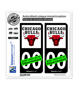 Bulls de Chicago - Basket-ball | Autocollant plaque immatriculation (Fond Noir)