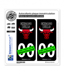 Bulls de Chicago - Basket-ball II | Autocollant plaque immatriculation (Fond Noir)