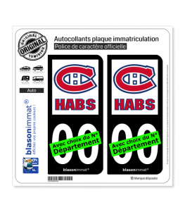 Canadiens - Habs | Autocollant plaque immatriculation (Fond Noir)
