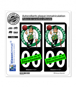 Celtics de Boston - Basket-ball | Autocollant plaque immatriculation (Fond Noir)