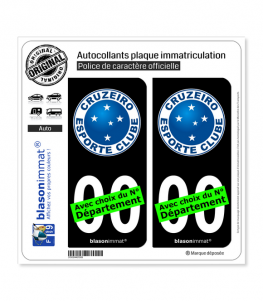 Cruzeiro Esporte Clube - Football Club  | Autocollant plaque immatriculation (Fond Noir)