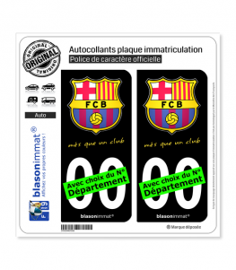 FC Barcelone - Football Club | Autocollant plaque immatriculation (Fond Noir)