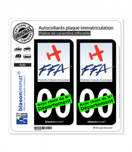 FF Aéronautique | Autocollant plaque immatriculation (Fond Noir)