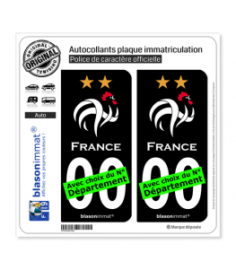 France - FFF | Autocollant plaque immatriculation (Fond Noir)