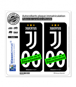 Juventus - Football Club | Autocollant plaque immatriculation (Fond Noir)