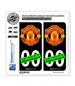 Manchester United - Football Club II | Autocollant plaque immatriculation (Fond Noir)