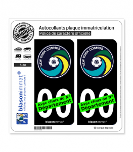 New York Cosmos - Soccer | Autocollant plaque immatriculation (Fond Noir)