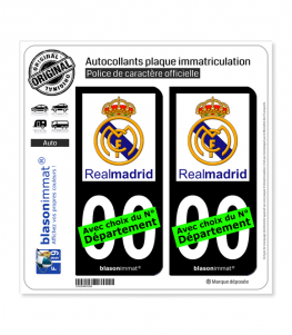 Real de Madrid - Football Club | Autocollant plaque immatriculation (Fond Noir)