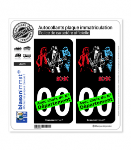 AC-DC | Autocollant plaque immatriculation (Fond Noir)