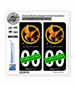 Hunger Games - Geai Moqueur | Autocollant plaque immatriculation (Fond Noir)